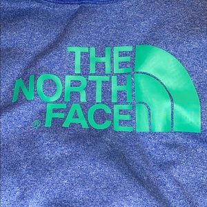 Blue and green North-face hoodie